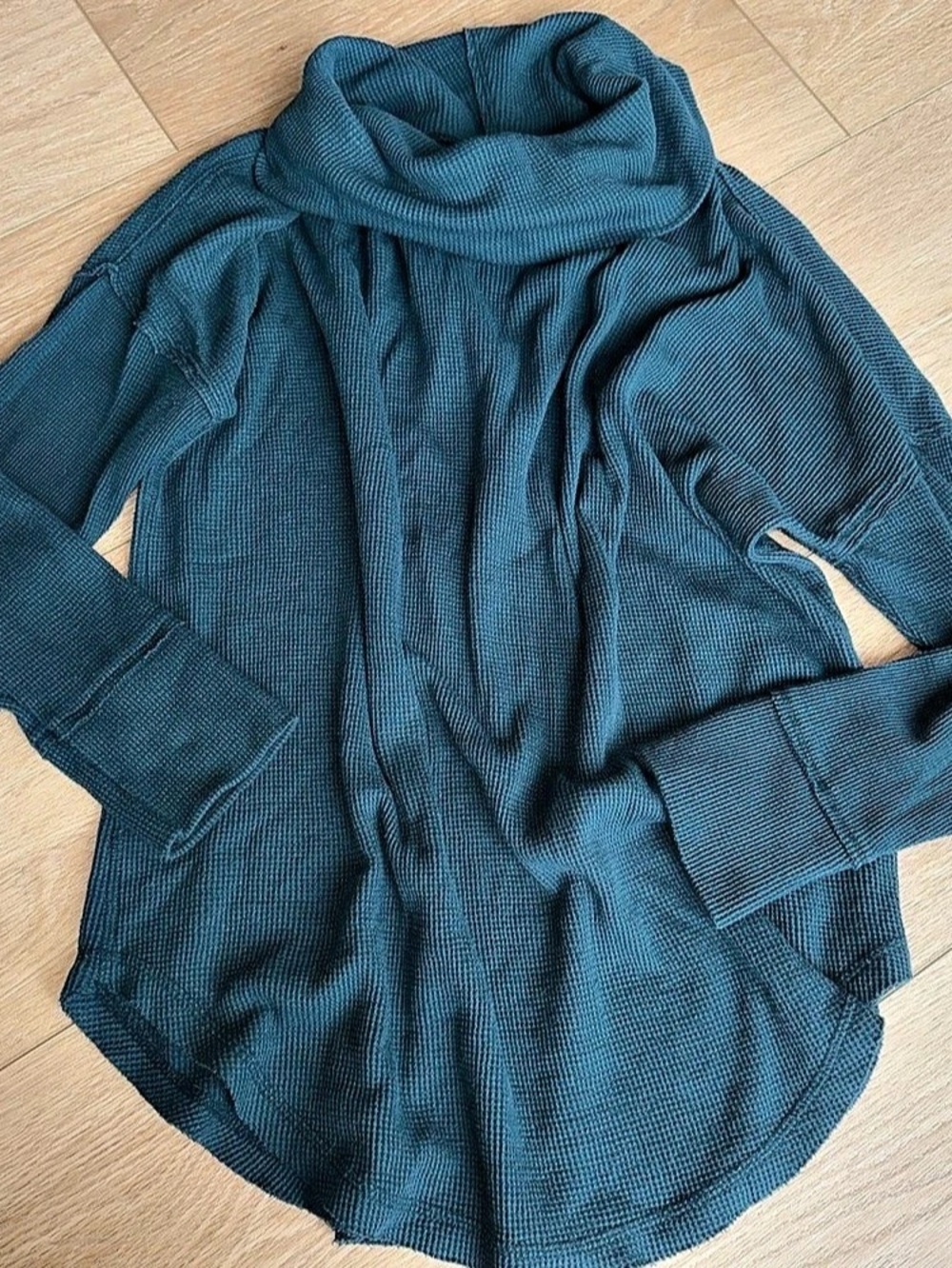 Maeve Ainsley Thermal Cowl Neck, Teal, Large